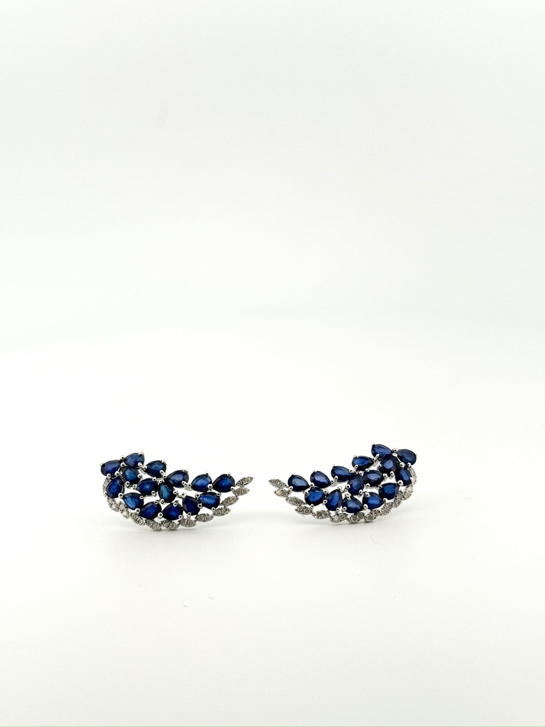 Sapphire Diamond Wing Leaf Earrings