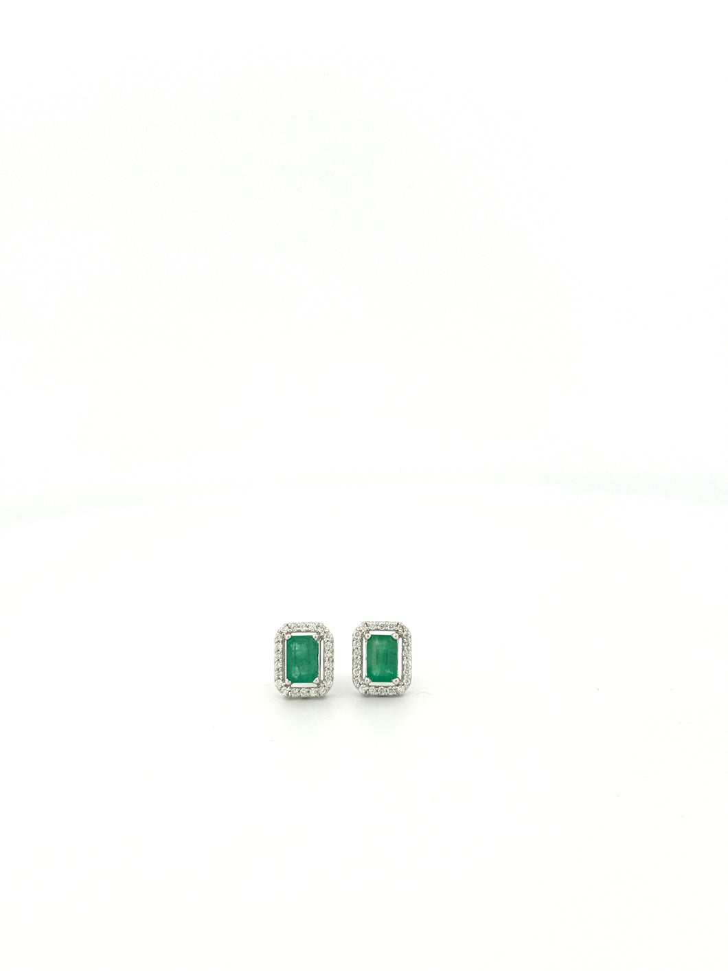 Emerald Earring with Diamond Halo