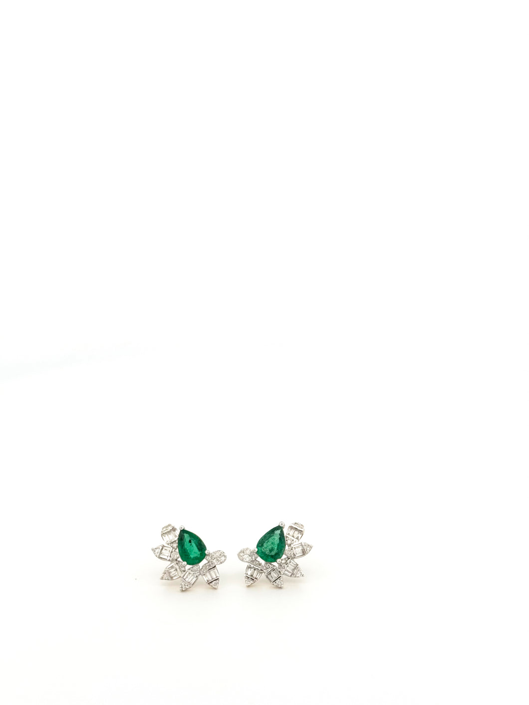 Side Emerald Pear and Diamond Crawler Earrings