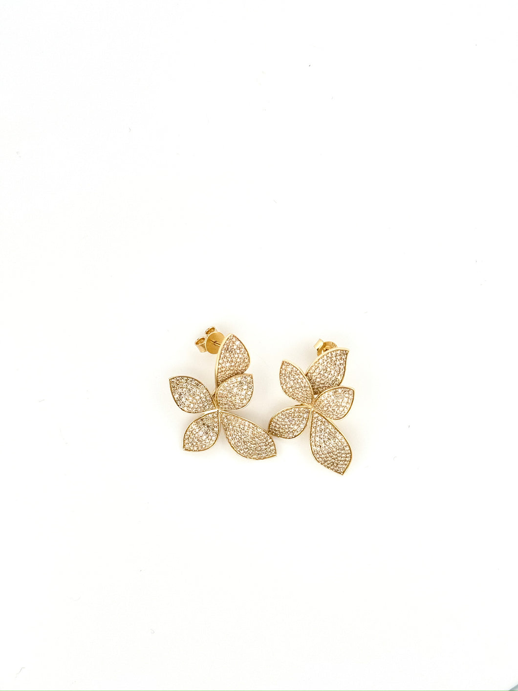 Multi Leaf Diamond Pave Drop Earrings