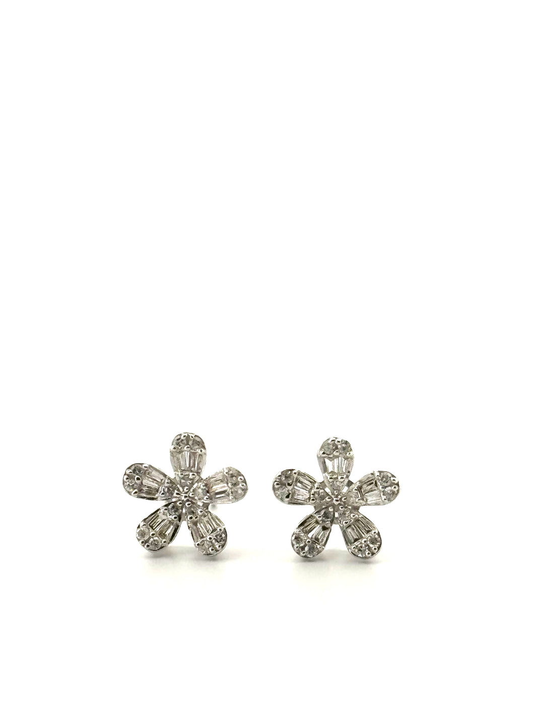 Flower Diamond Baguette Earrings