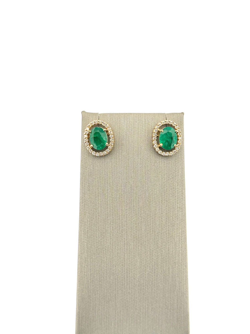 Emerald Studs and Diamond Pave Halo Earrings