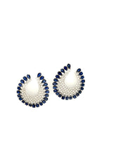 Load image into Gallery viewer, Half Moon Diamond and Sapphire Earrings
