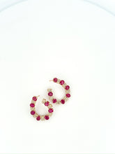 Load image into Gallery viewer, Side Ruby Oval and Diamond Pave Earrings
