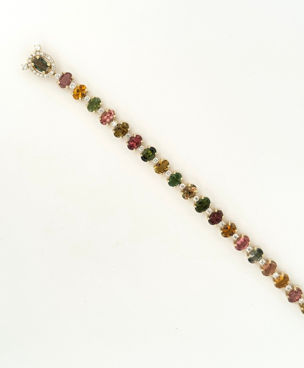 Gemstone Oval and Diamond Tennis Bracelet