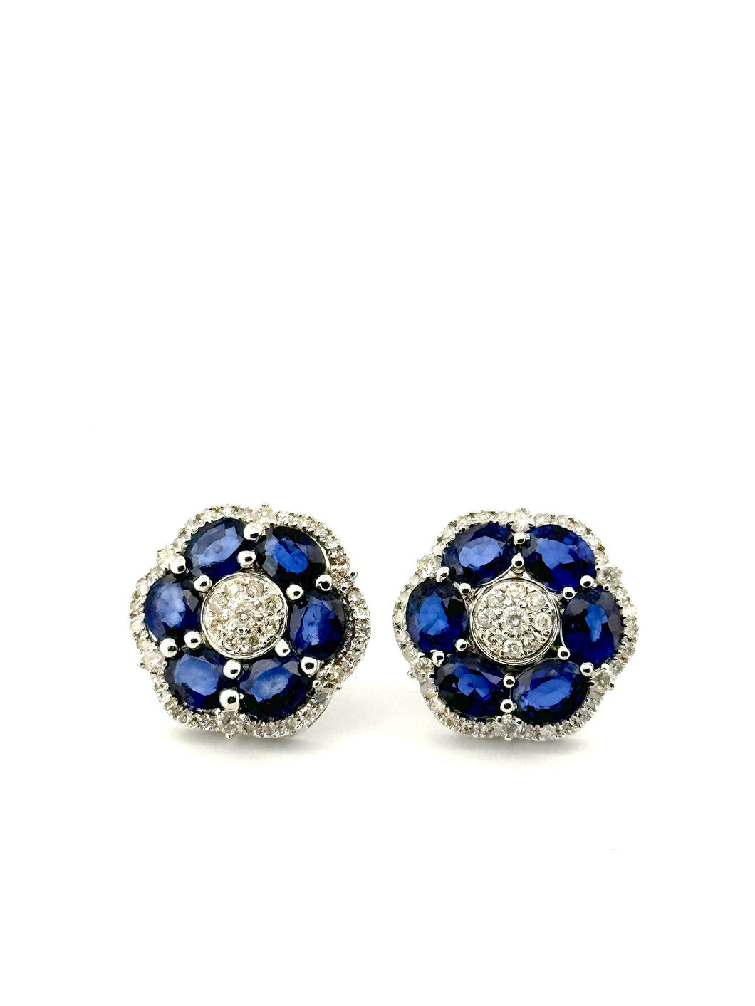 Flower Sapphire Diamond Earrings